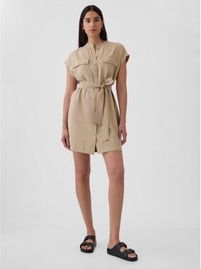 GAP Taupe Utility Shirt Jacket with Belt